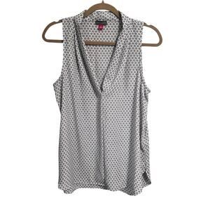 Vince Camuto Black and White Sleeveless Pullover Floral Print Blouse Women Small